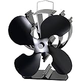 4-Blade Heat Powered Stove Fan for Wood / Log Burner/Fireplace increases 80% more warm air than 2 blade fan