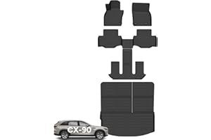Wayhigh-for Mazda CX-90 & CX90 PHEV 7 Seater (2nd Row Captain Seat or Bucket Seat) 2024 2025 All Weather Floor Mats and Cargo Liner Set TPE Car Mats Rubber Trunk Liner CX90 Accessories