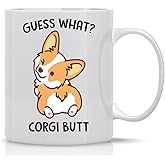 AW Fashions Guess What Corgi Butt 11oz Coffee Mug Perfect for Dog Dad Dog Mom, Paw, Pet Lover Cute Cup for Friends, Sister, Boss, Wife, Husband Christmas, Animal Mugs