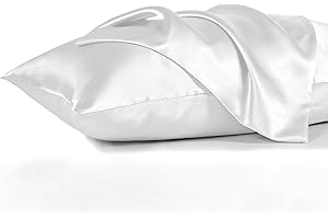 KINMEROOM White Pillow Cases Set of 2, Similar to Silk Pillow Cases 2 Pack,Silky Satin Pillowcase for Hair and Skin,Pillow Covers with Envelope Closure for Women and Men (20x30 Inches)