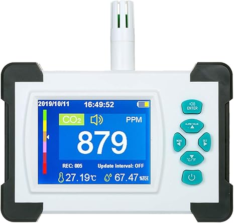 Co2 Messgerat Kkmoon Kohlendioxid Detektor Mit Akku Co2 Meter Tester Fur Luftqualitats Detektor Monitor Mit Aufbewahrungskoffer Amazon De Baumarkt