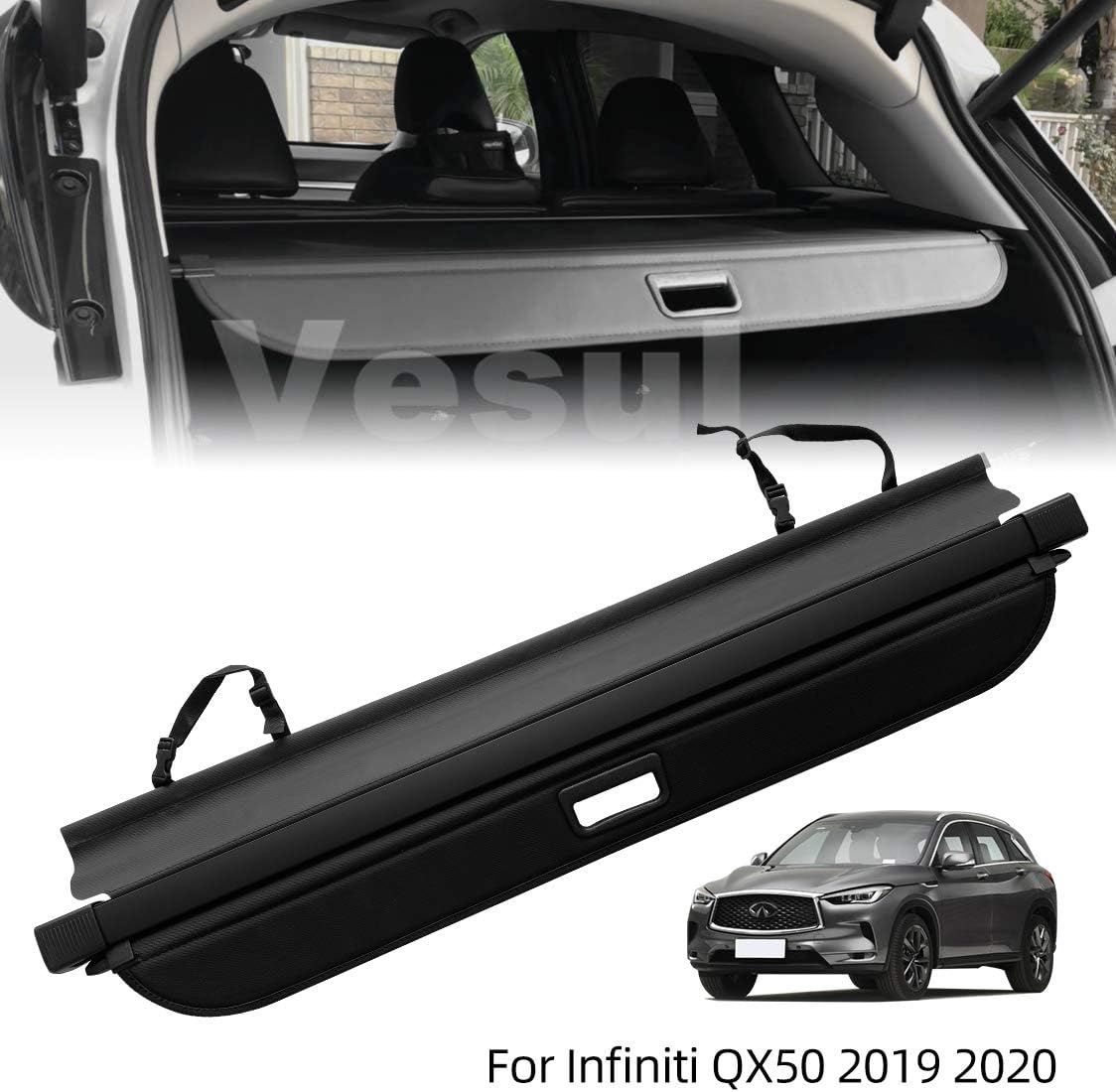 Amazon Com Vesul Retractable Rear Trunk Cargo Cover Fit For Infiniti Qx50 2019 2020 Security Shade Shield Tonneau Cover Anti Peeping Luggage Privacy Screen With Extra Canvas Cover Automotive