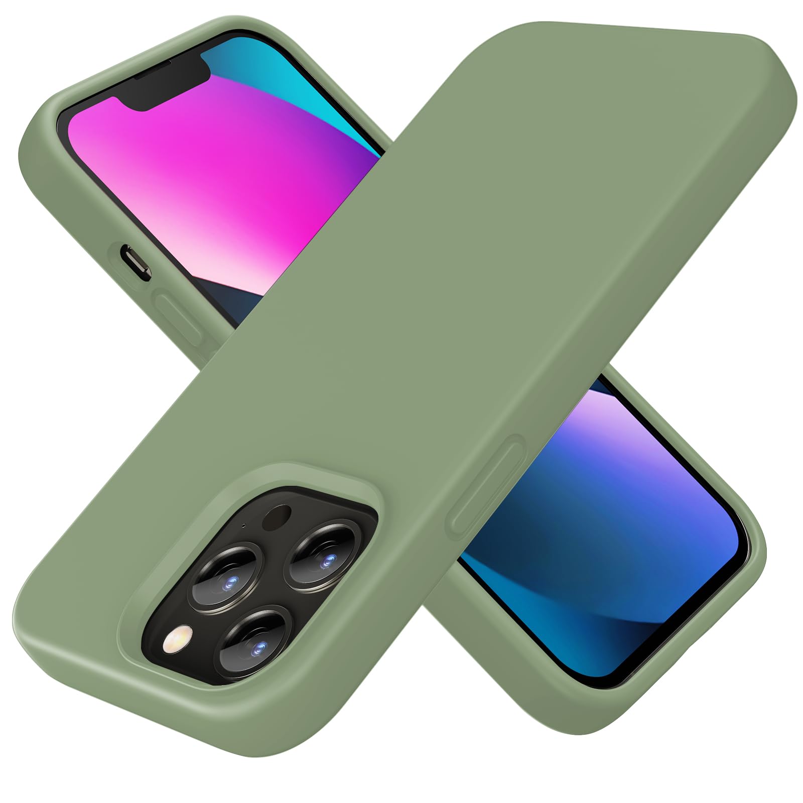TIIXXE Silicone Case Compatible with iPhone 13 PRO Case Soft Ultra Slim Protective Shockproof Liquid Silicone Phone Case,Anti-Scratch Microfiber Lining, 6.1" matcha green — image 1