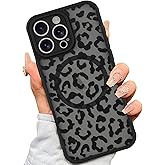 AIGOMARA Case for iPhone 16 Pro [Compatible with MagSafe] Black Leopard Pattern Design for Women Girls Men Soft TPU Bumper Hard PC Back Anti-Fall Shockproof Protective Slim Mganetic Cover