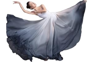 ORIDOOR 720 35" Long Women's Fairy Lyrical Dance Skirt Gradient Color Swing Skirt Ballet Modren Dance Costumes