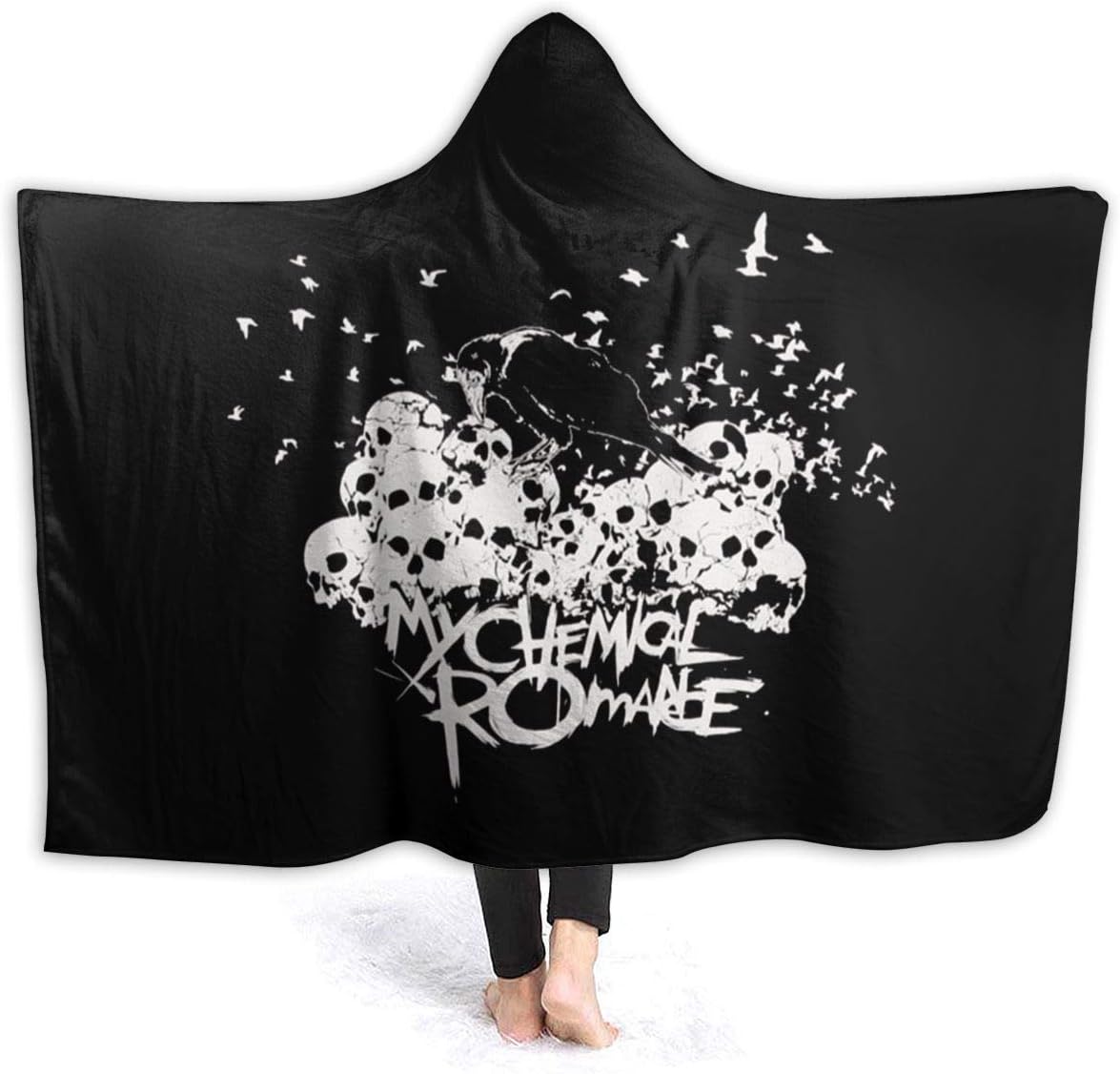 GUOZX Warm Hooded Blanket My Chemical Romance Plague Print Soft Wearable Blanket 60"x50"