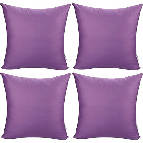 4-Pack Cotton Comfortable Solid Decorative Throw Pillow Case Square Cushion Cover Pillowcase (Cover Only,No Insert)(20x20inch/50x50cm, Purple)