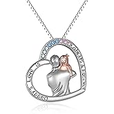 AOBOCO Christmas Gifts Father/Mother Daughter Necklace 925 Sterling Silver Daughter Necklace from Dad/Mom Love You Forever to My Daughters Birthday Jewelry Gifts from Dad & Mom