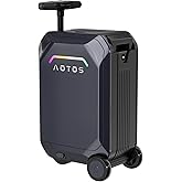 AOTOS Smart Rideable luggage-Roller carry-on luggage 22x14x9-TSA, Airline-Approved 22 inch Hardshell,Zipperless Travel Suitcase with Rolling WheelsApp Control -Cabin Suitcase for Airport Travel(Grey)