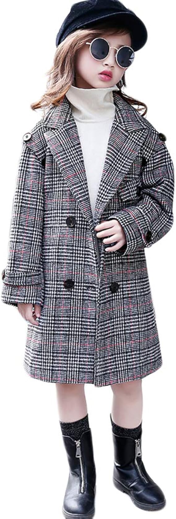 Amazon 韓国子供服 ダッフルコート キッズ 秋冬 コート人気 子供服 女の子 ダッフルコート ロング 子供服 チェック柄コート上着 防寒裏ボア キッズ 女児 キッズ ダッフルコートジャケット 冬服 スプリングコート ガールズ ボア ジャケット キッズ 140cm コート