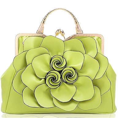 Ruiatoo Ruiatoo Flower Satchel Bags for Women PU Leather Handbag Ladies Rose Evening Purses and Clutches Light Green