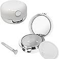 QIYUDA 2 Pcs Lip Balm Jars Container, Lip Makeup Applicator Lip Gloss Empty Sample Jars Case Box with Mirror and Silicone Lip Brush