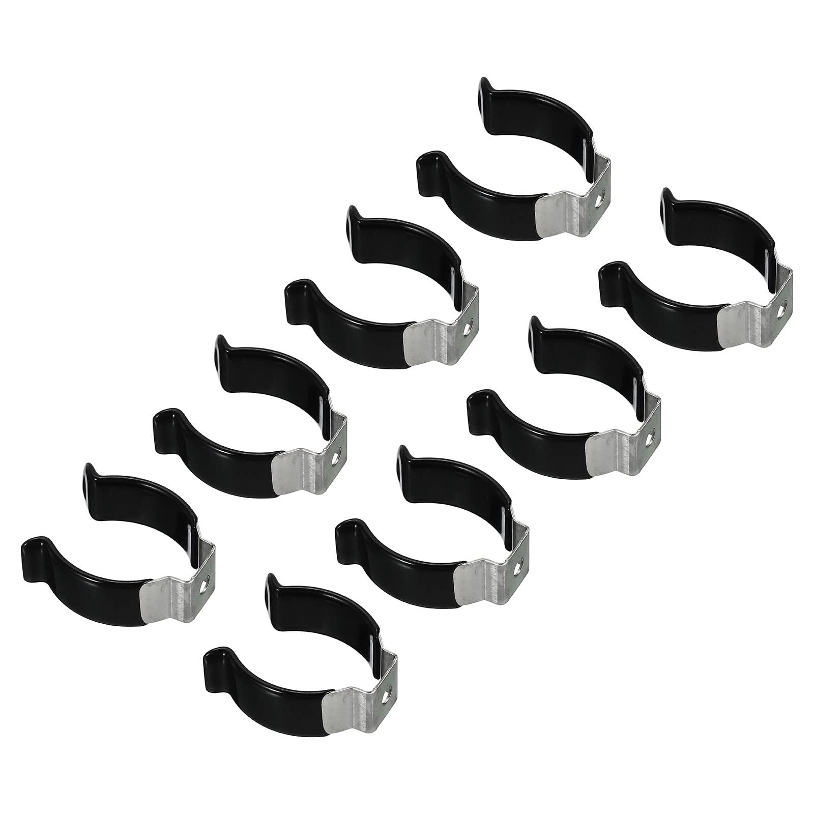 TOP-VIGOR 8Pcs T10 U Clips Holder Bracket for LED Light Bulb Mounting Bracket Support Stainless Steel Fluorescent Tube Holder Pipe Clamps Spring Holder Tool Clips to Prevent Sagging, Black