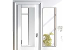 Otlsh 14"48" Full Length Door Mirror, Over The Door or Wall Mounted, Thin Aluminum Alloy Frame for Bedroom, Living Room, Entryway - Black