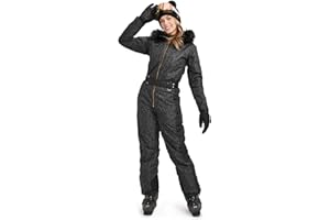Tipsy Elves Snow Suits for Women - Retro Cute Women’s Insulated Ski Suit - Warm Waterproof Winter One Piece Outfit