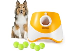 HNNOAIDA Interactive Dog Toys - Automatic Tennis Ball Launcher for Medium to Large Dogs, Outdoor Exercise & Training, Perfect Home Dog Toy 6 Ball (Orange, Standard)