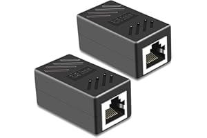 RJ45 Coupler, PLUSPOE 2 Pack Ethernet Cable Extender Inline LAN Connector Plugs for Cat5 Cat5e Cat6e Cat7 Cable, Female to Fe