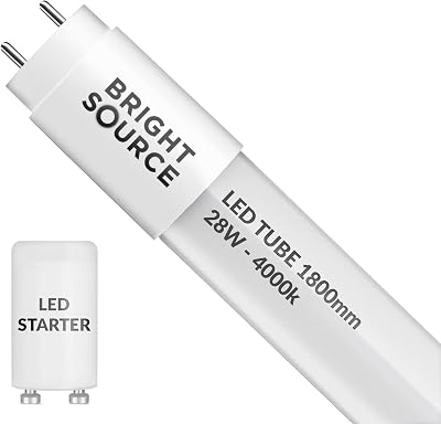 Bright Source 6ft LED T8 Tube 28W 2520lm 4000K Cool White Replacement