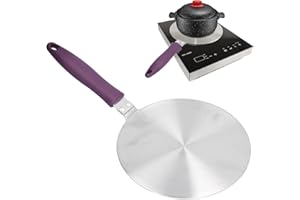 Tomotato Heat Diffuser for Gas Stove, Stainless Steel Induction Adapter Plate with Handle, Uniform Heat Distribution Protects Cookware, 9.3 Inch Simmer Ring for Induction Hob Glass Cooktop Conversion