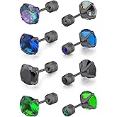 EFORPAD 4/5 Pairs Titanium Stud Earrings for Sensitive Ears St. Patrick's Day Surgical Steel Zircon Stud Earrings Hypoallergenic Screw Back Earrings Double Side Piercing Earrings