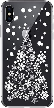 Freesiom Coque Iphone Xxs Silicone Transparente Noel Motif Flocon De Neige Cerf Bonhomme Drole Avec La Pomme 3d Kawaii Souple Retro Vintage Dessin