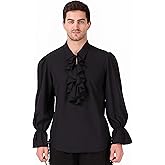 ThePirateDressing Pirate Gothic Renaissance Medieval Cosplay Costume Shirt C1563 [Black] [XL]