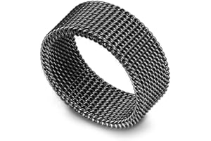 Fusamk Fashion 18K Gold Stainless Steel Mesh Band Ring
