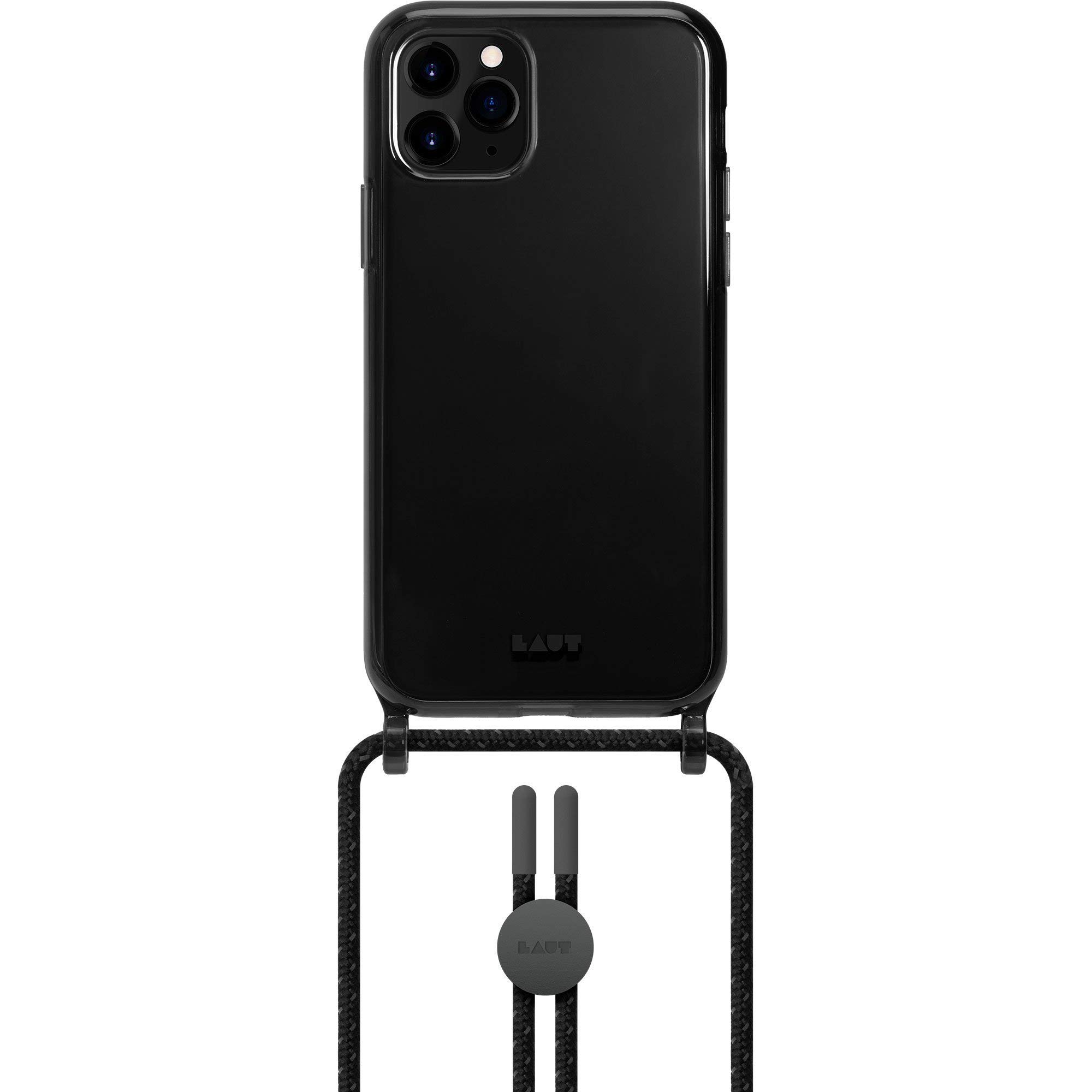 LAUT - Crystal-X necklace case for the iPhone 12 Mini | impact protection up to 13 feet / 4 metres | length adjustable cord | crystal clear design - ultra black