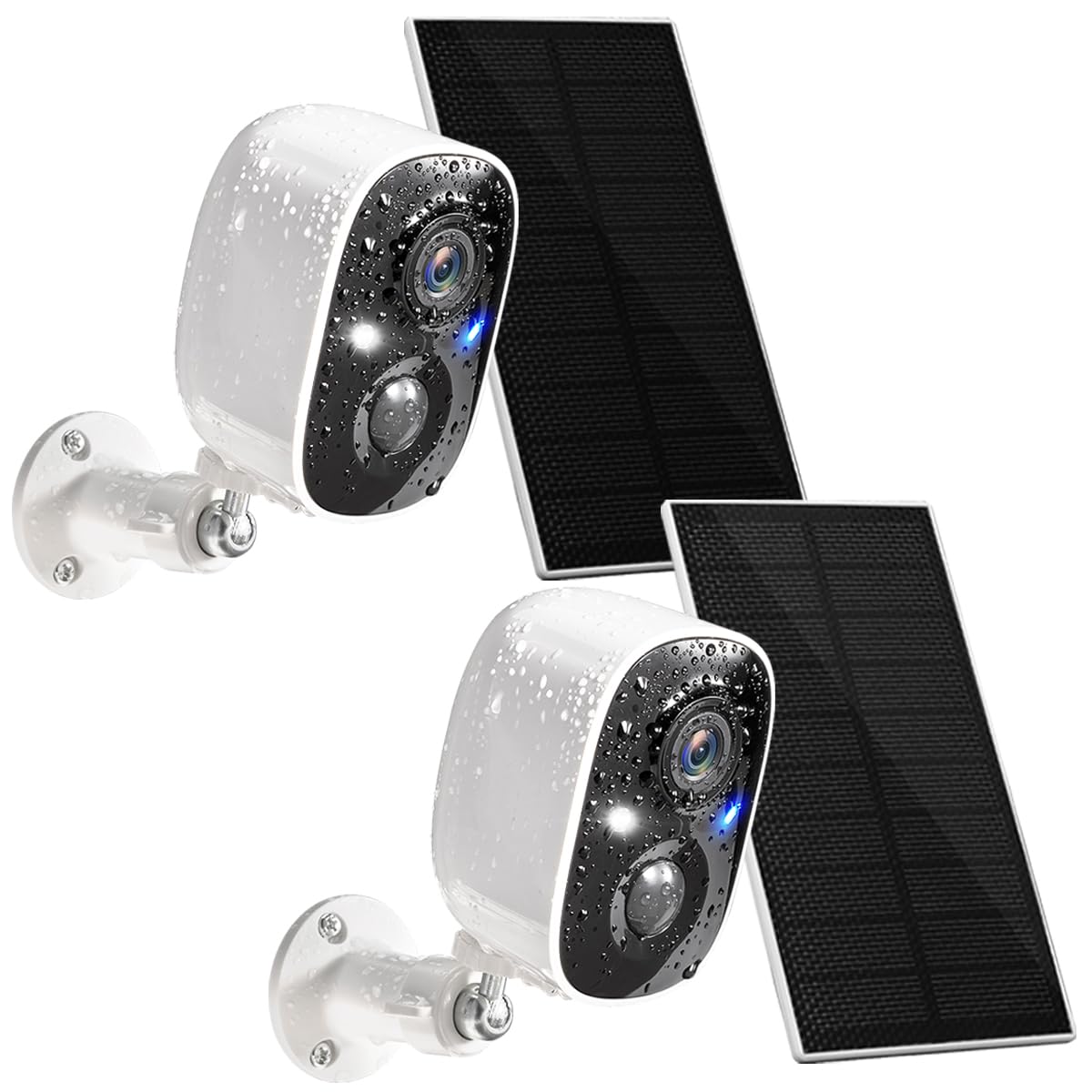 Photo 1 of GMK Solar Security Cameras Wireless Outdoor, with Solar Panel 2K Color Night Vision Motion Detection 2-Way Talk Battery Powered WiFi Home Indoor Camera IP65 Weatherproof Cloud/SD Storage 2-Pack