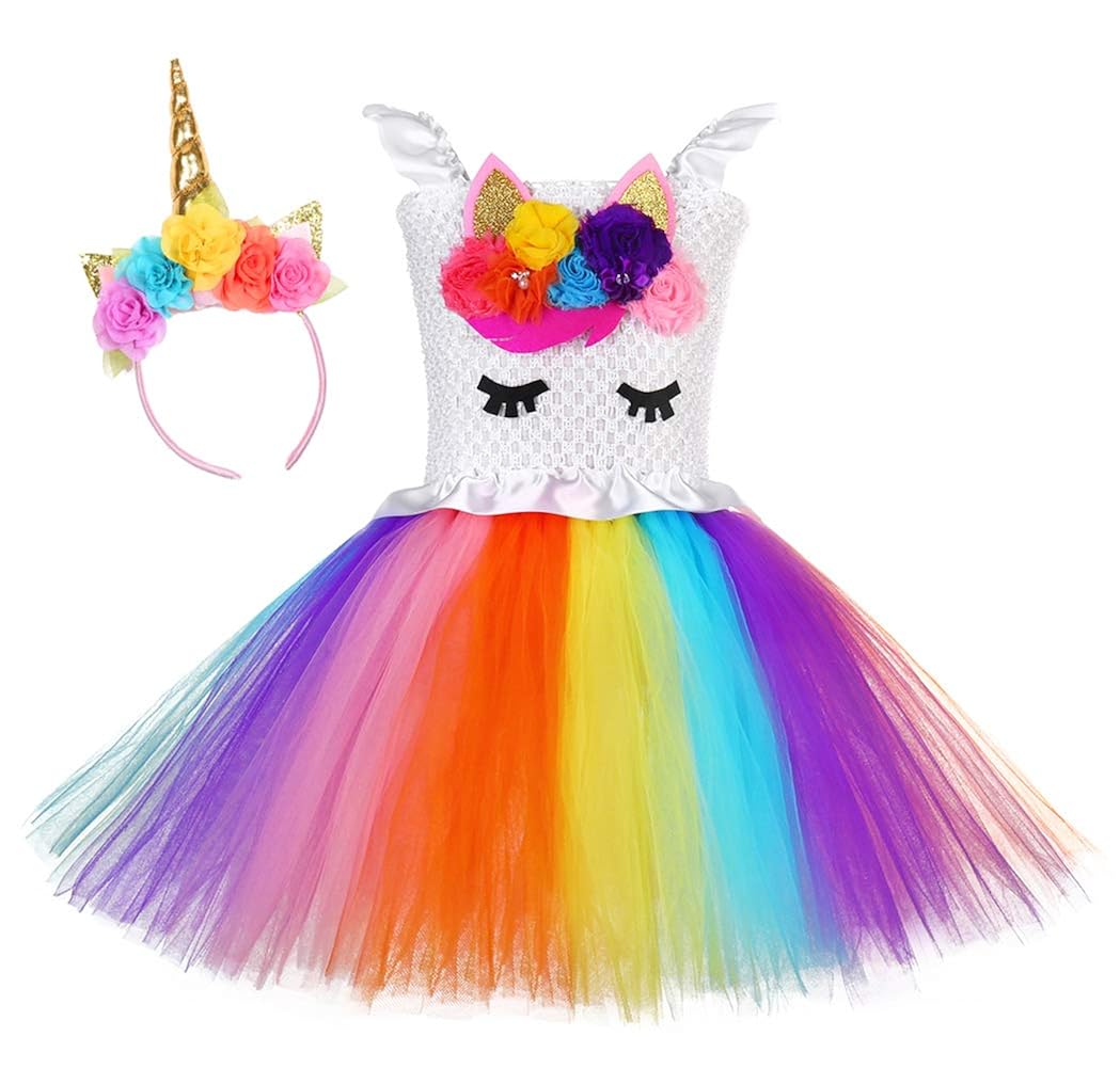 Tutu Dreams Unicorn Costume for Girls 1-12Y, 5 Designs, with Headband