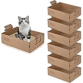 6 Pack Disposable Litter Boxes for Cats, 17.4" x 12.3" x5.4" Large Cardboard Cat Litter Box, Extra Thick Portable Travel Litt