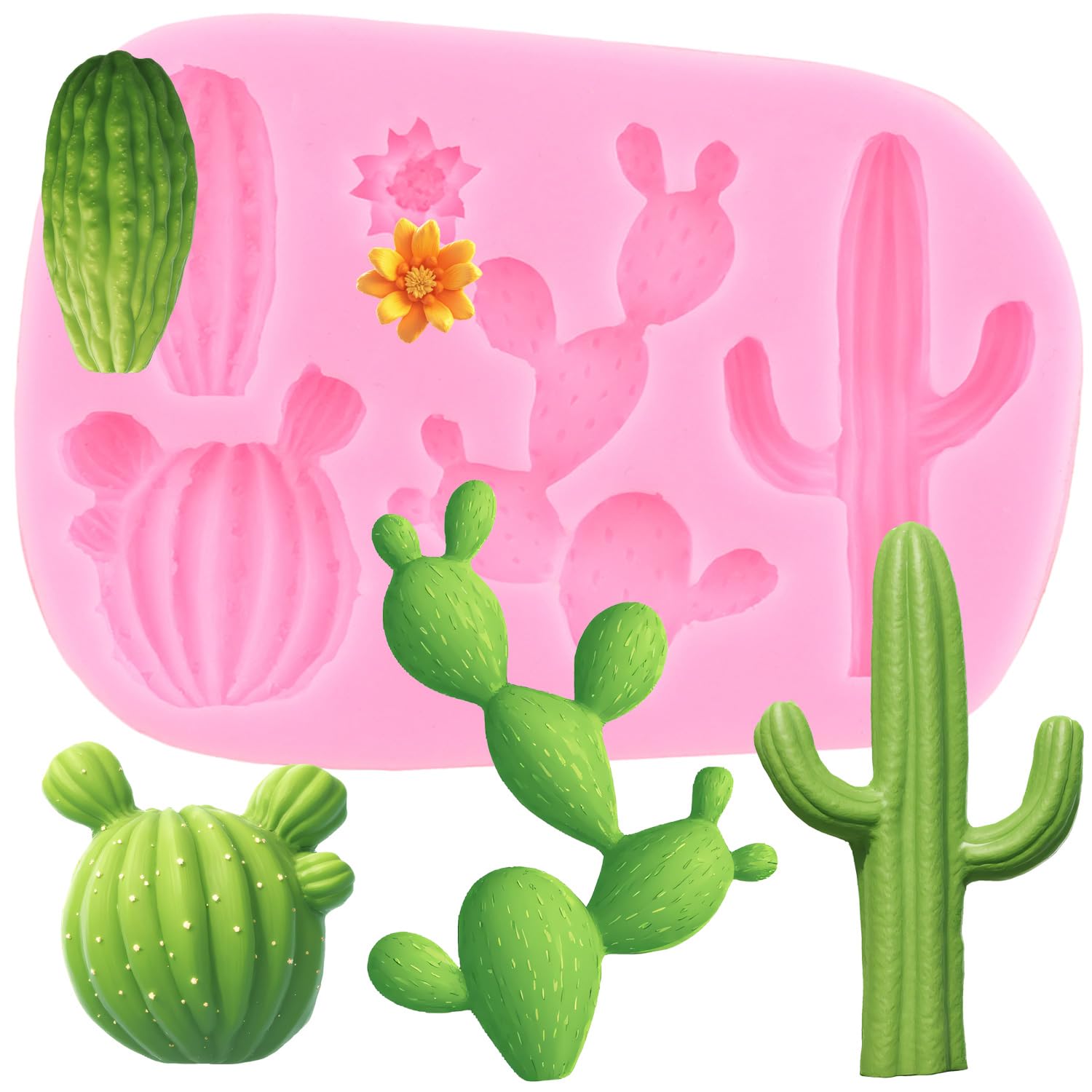 XMOLDNMS Cactus Silicone Fondant Mould Cacti Chocolate Candy Moulds for Cake Decoration Cupcake Topper Candy Chocolate Polymer Clay Gum Paste