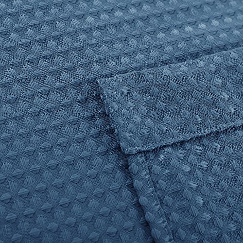 Lazzzy Navy Blue Window Curtain Panels Waffle Weave Textured Cafe