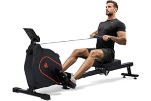ECHANFIT Rowing Machine for Home Use - Rower with 16 Levels Adjustable Resistance, Ergonomic Seat, Tablet Holder, LCD Monitor and 350 LB Weight Capacity