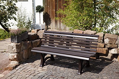 gartenmoebel-einkauf Gartenbank 3-sitzer 150cm, Kunststoff braun, wetterfest, Outdoor – Bild 3