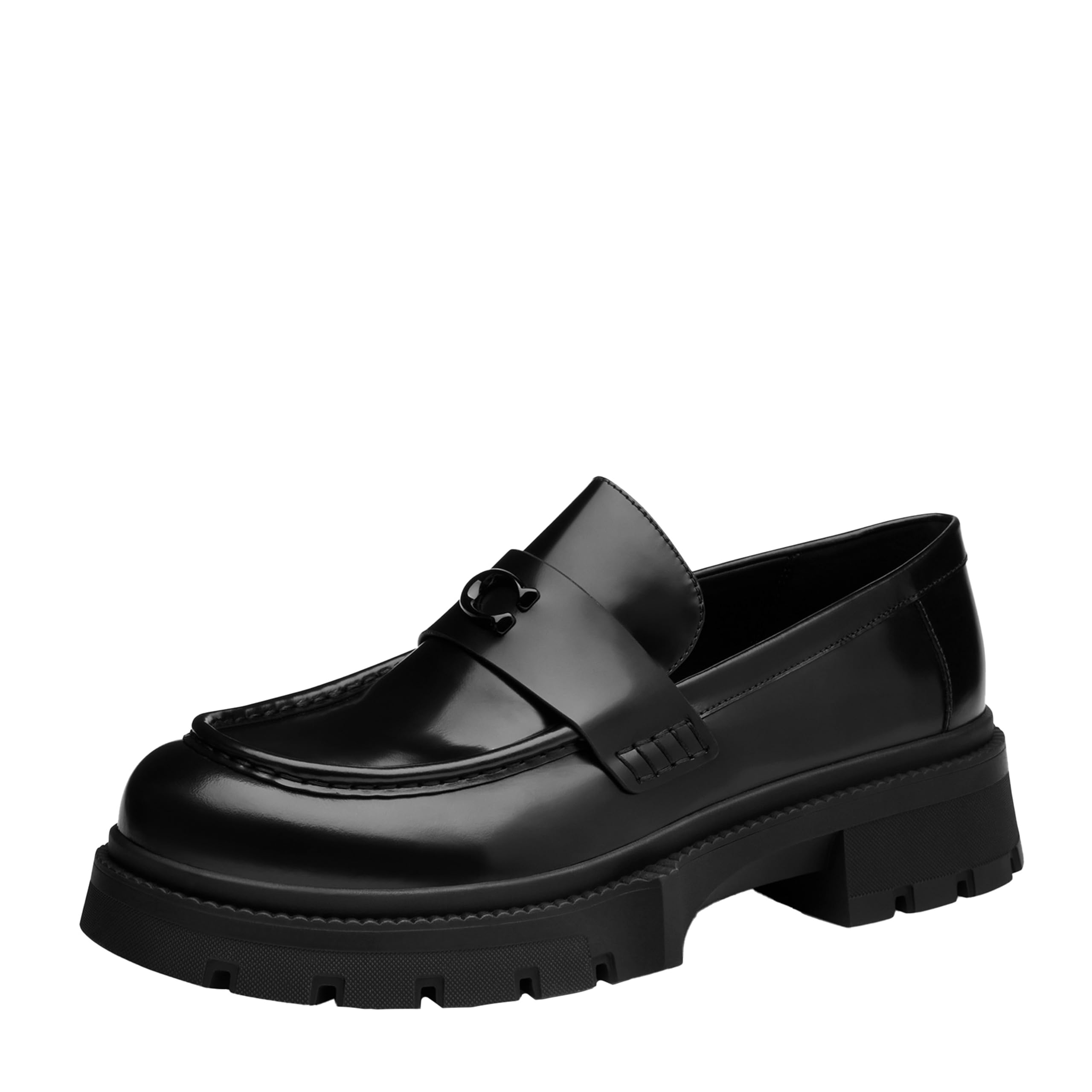 Coach Men’s Patent Platform Loafer, Charcoal/Black, 10.5