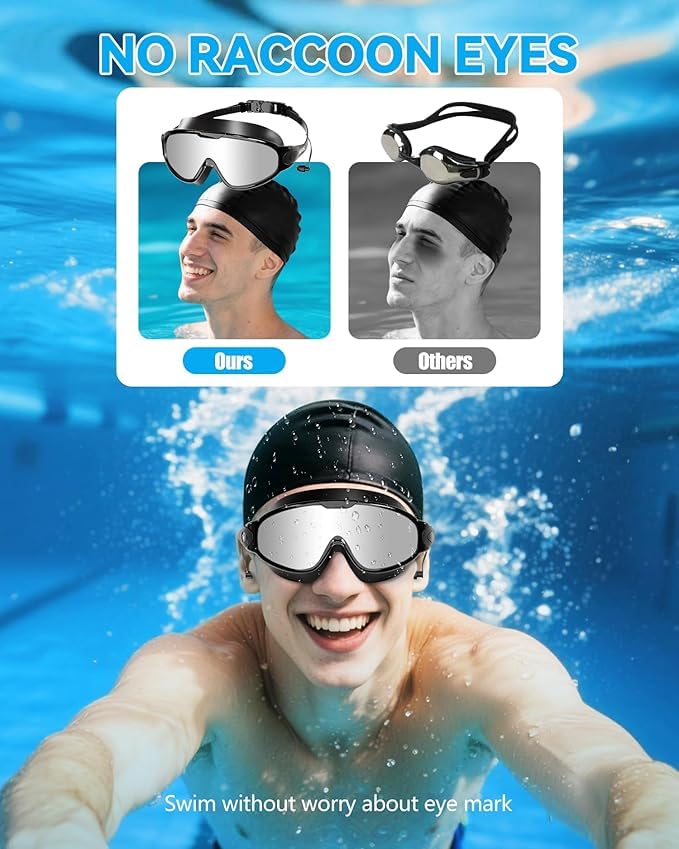 Last page® Adults Swim Goggles 2 Pack, Anti-Fog Wide View UV Protection Pool No Leaking Swimming Goggles for Adult Youth & Men,Women