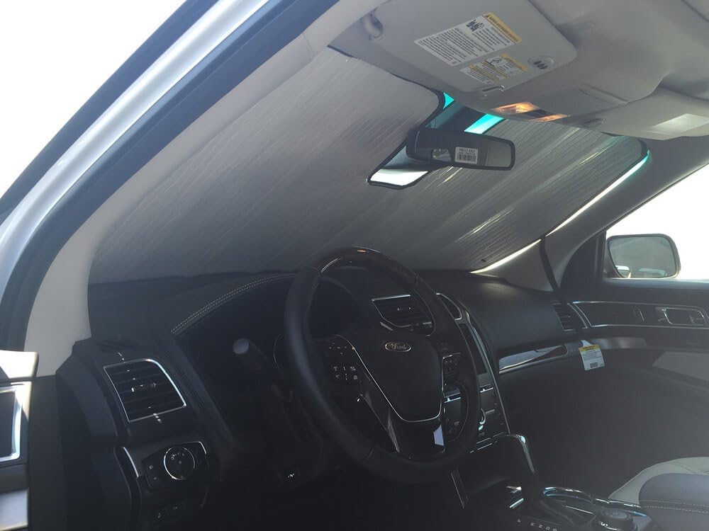 HeatShield, The Original Windshield Sun Shade, Custom-Fit for Ford Explorer SUV w/Sensor 2013, 2014, 2015, 2016, 2017, 2018, 2019, Silver Series