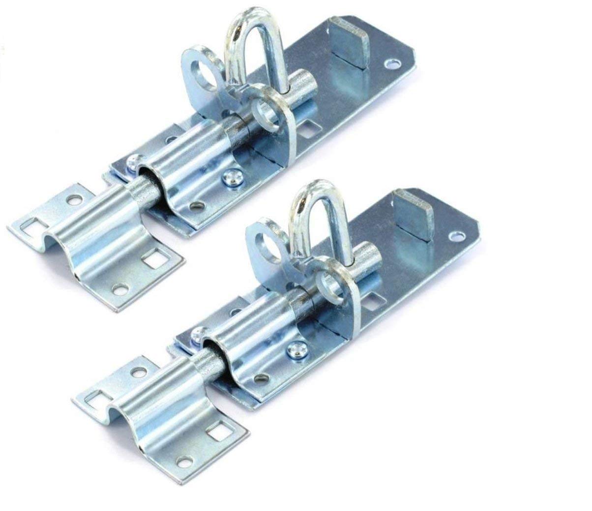 2 x Brenton Strong Sliding Padlock Shed Gate Door Bolt Black or Zinc 150mm (6") Zinc