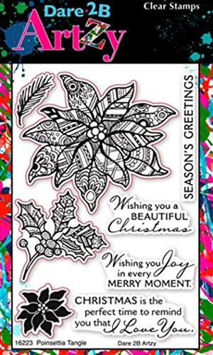 Dare 2B Artzy Poinsettia Tangle (16223) Clear Cling Stamp Set