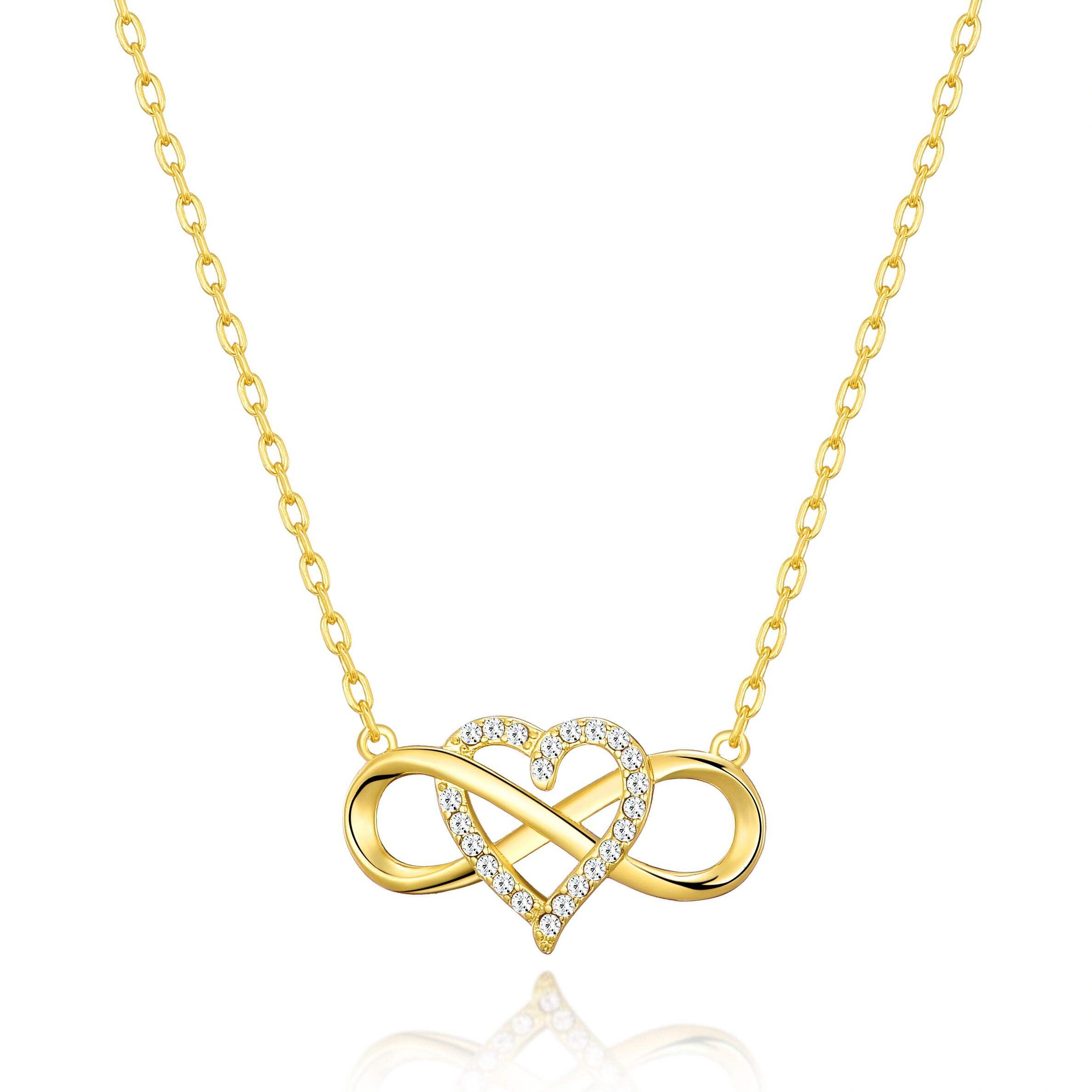 Philip Jones 18k Gold Plated Infinity Heart Necklace Created with Zircondia® Crystals