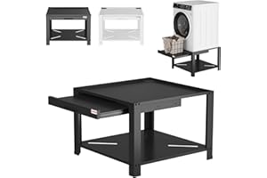 Heavy Duty Washer and Dryer Pedestal with Pullout Basket Shelf – Global Metal Stand, Adjustable Anti-Vibration Pads, 800 lbs 
