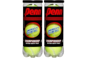 Penn Championship Tennis Balls - Extra Duty Felt Pressurized Tennis Balls - 2 Cans, 6 Balls