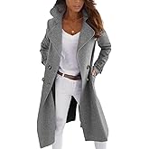CHARTOU Women Elegant Double Breast Wool Blend Pea Coat Winter Long Coats Jacket Overcoat