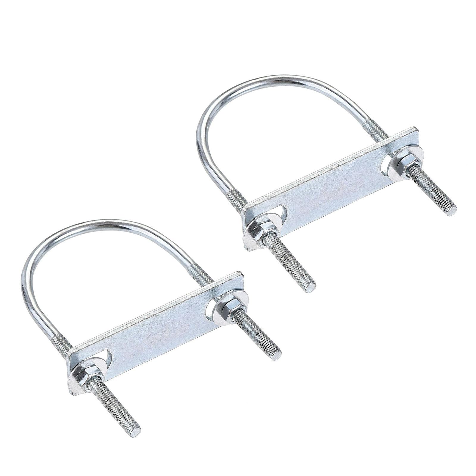TA-VIGOR 2 sets M6 Round U-Bolts, 60mm Inner Width 110mm Length Steel U-Bolts with Nut, Plate, Washer for Attaching Piping Conduit Cable Tube Brackets Boat Trailer