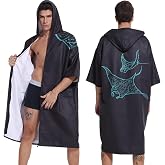 PISIQI Surf Poncho Changing Robe Zippered Towel Poncho with Hood Absorbent Quick Dry Microfiber Wetsuit Changing Towel for Beach Surfing Men Women