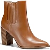 Ricristy Womens Booties Pointed Toe Stacked Heel Fashion Chelsea Ankle Boots
