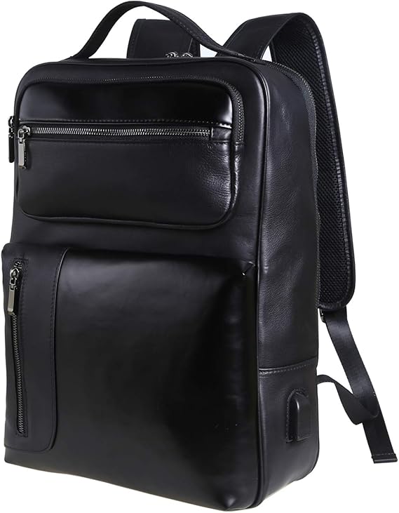 Amazon Co Jp Lannsyne メンズ 本革 15 6インチ ノートパソコン バックパック 学校 一泊 ハイキング リュックサック ブラック 服 ファッション小物