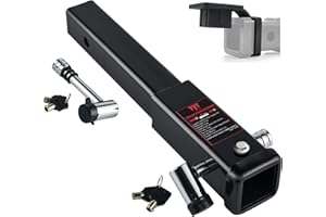 TYT 12" Trailer Hitch Extension for 2" Receiver Tube Extender, Tube Extension Receiver with 2 Sets of 5/8" Premium Hitch Pin Lock, 5000 lbs GTW / 500 lbs TW