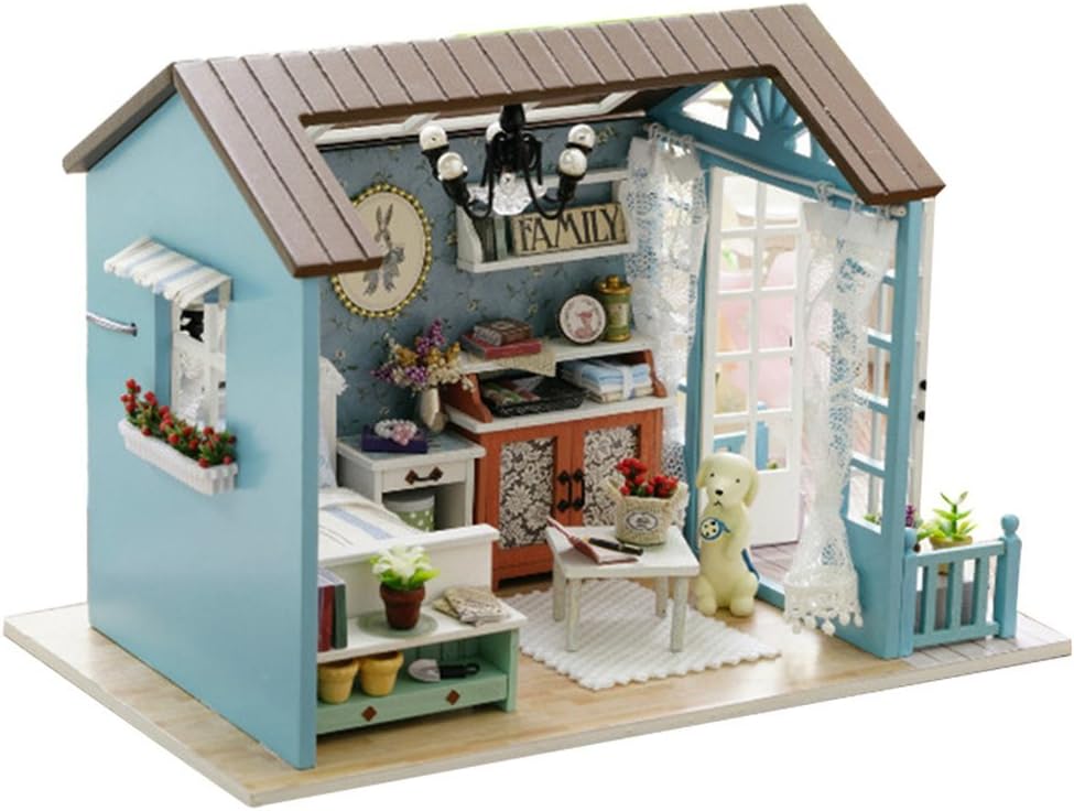 UniHobby Dollhouse Miniature DIY House Kit Romantic Forest Time DIY Wooden Dollhouse Furniture Light Gift House Toy